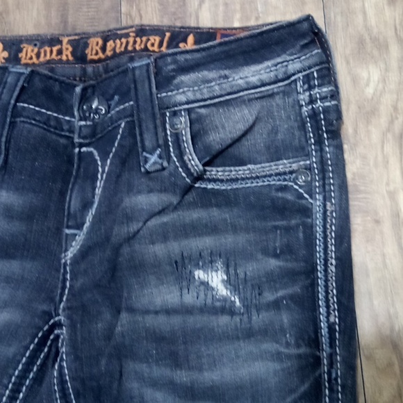 Rock Revival Women's 26 Straight Embellished Embroidered Distressed Black NWOT - Picture 4 of 14